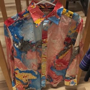 Limited edition One of a kind Robert graham painted print shirt